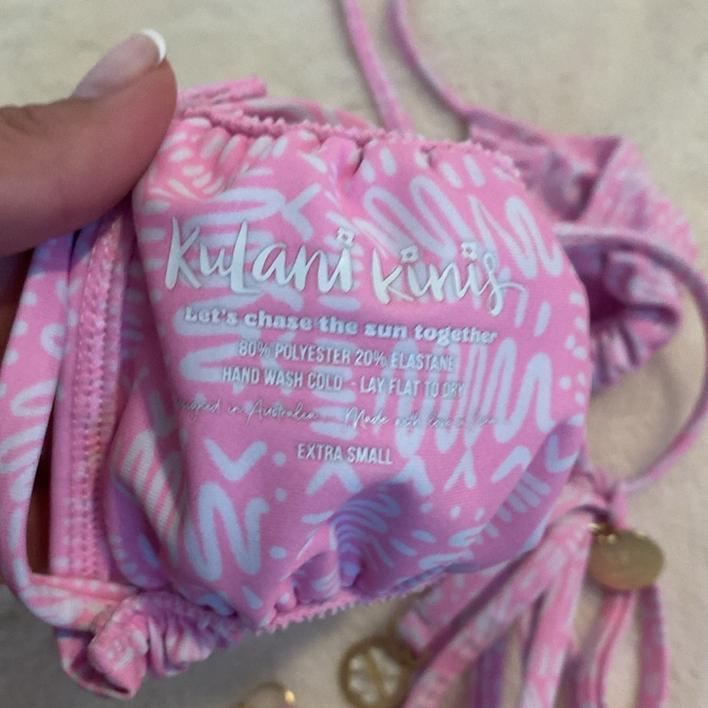 Kulani Kinis Ruched Bralette Bikini Top Strawberry Milkshake - Picture 3 of 5